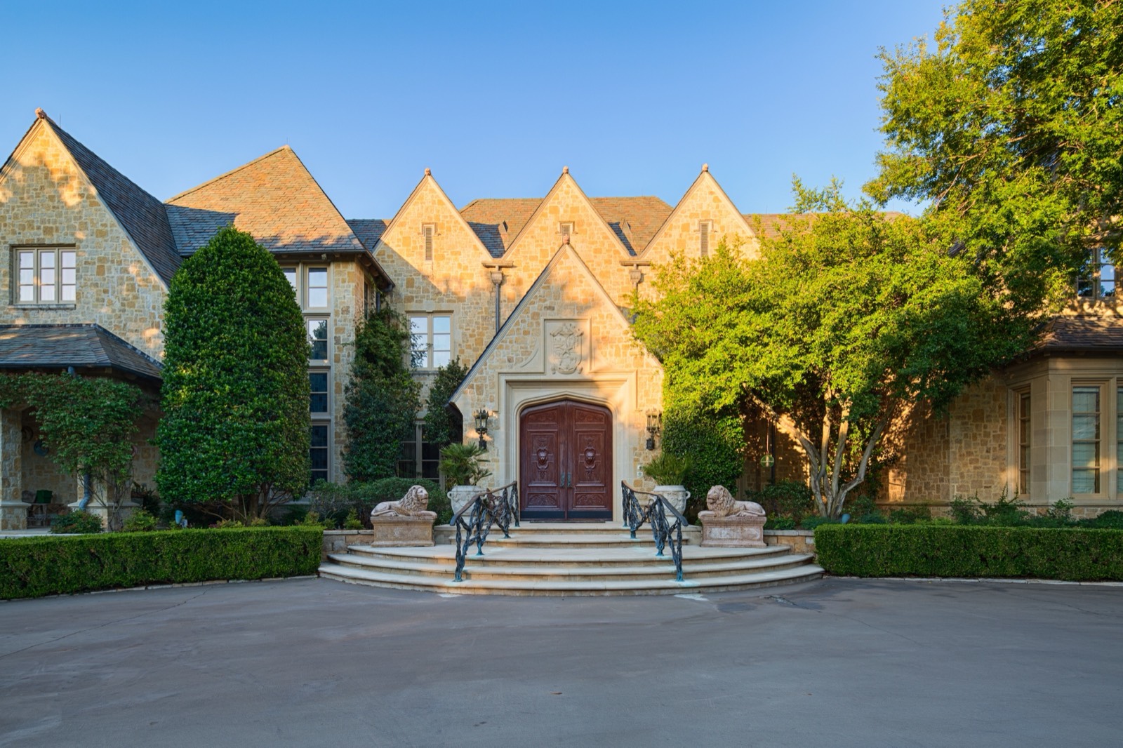 Stone facade and entry of the ranch house at South Creek Ranch